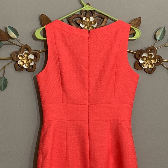 Tahari ASL Coral Orange Sleeveless Dress Size 4 - Picture 6 of 8